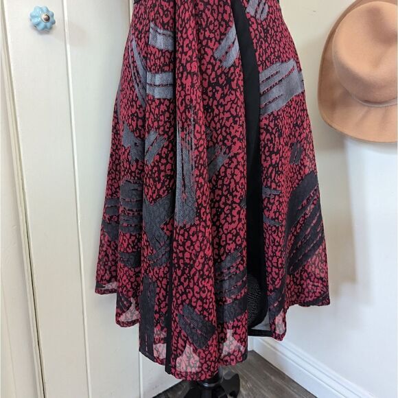 Reiss Black Red Loretta Flutter Sleeves Dress 2 Whimsigoth Fairy Grunge Witchy - Picture 5 of 11